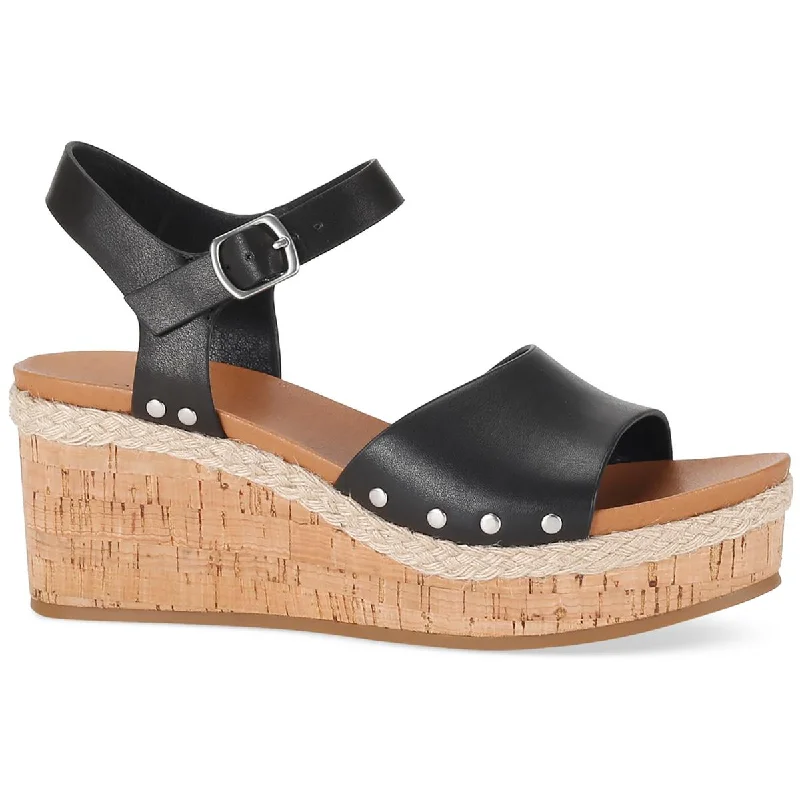 Style & Co. Womens Laceyy Faux Leather Ankle Strap Wedge Sandals