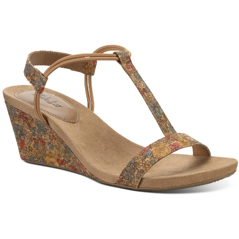 Style & Co. Womens Mulan Metallic T-Strap Wedges