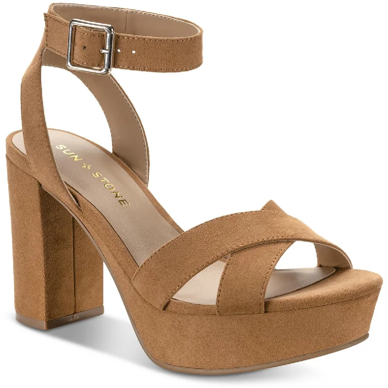 Sun + Stone Womens LILLAHF Faux Suede Ankle Strap Block Heel