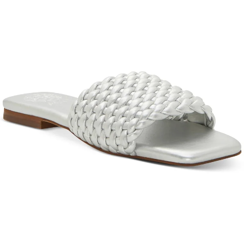 Vince Camuto Womens Arissa Leather Woven Slide Sandals