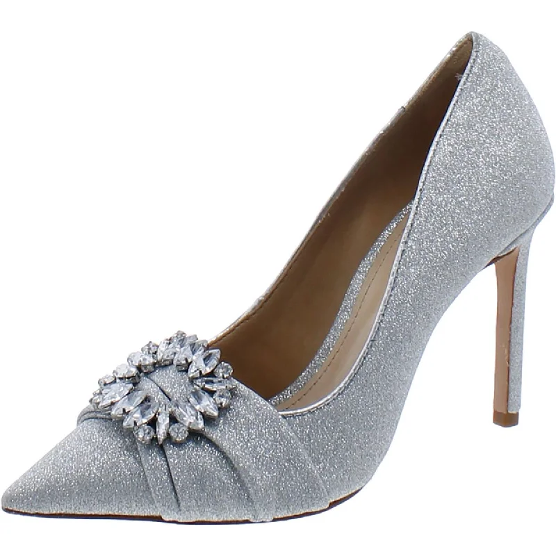 Schutz Womens Faux Leather Rhinestone Pumps