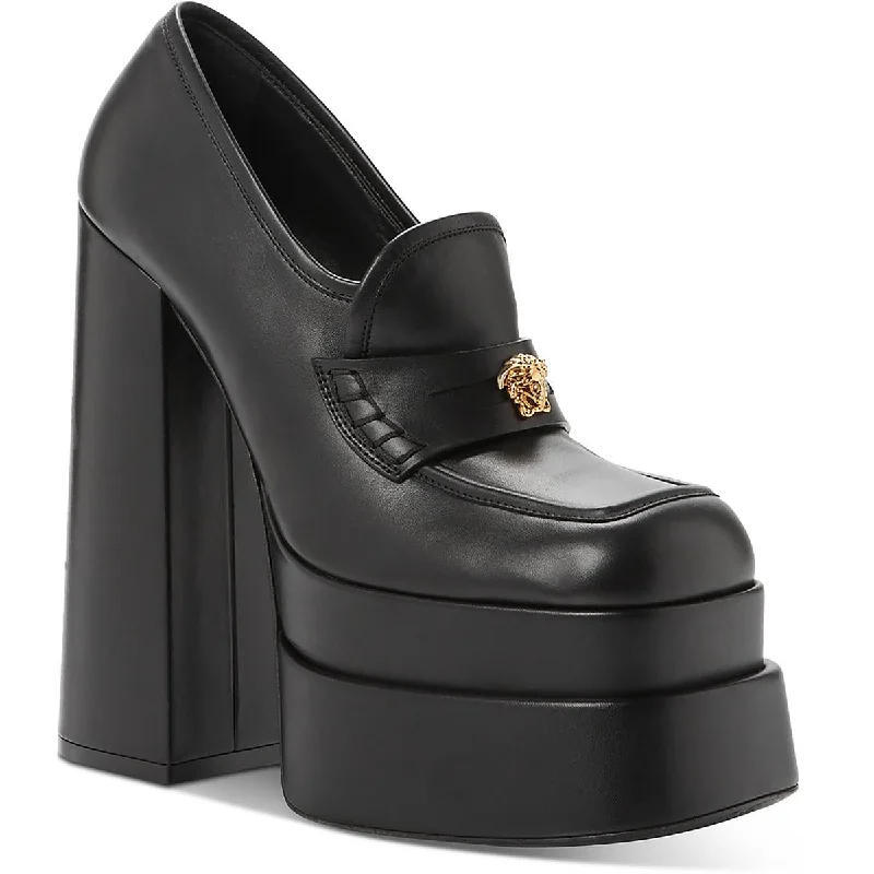 Versace Womens Mocassino Vitellino Leather Loafer Heels