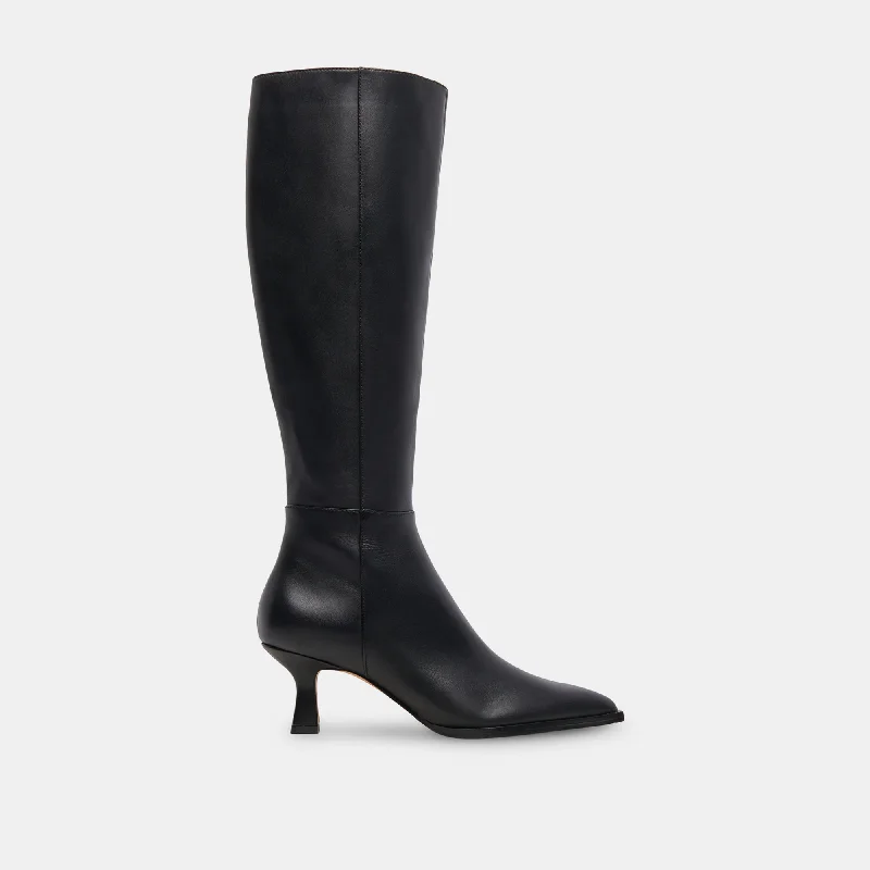 AUGGIE EXTRA WIDE CALF BOOTS BLACK LEATHER