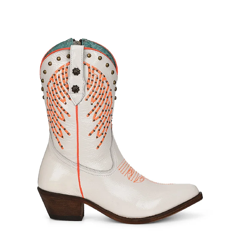 Corral Womens F1311 Neon/White Leather Zipper Western Cowboy Boots