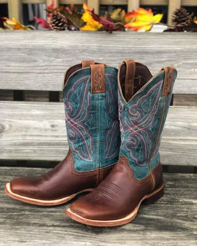 Durango Women's Arena Pro Bay & Caribbean Blue Square Toe Cowgirl Boots DRD0381