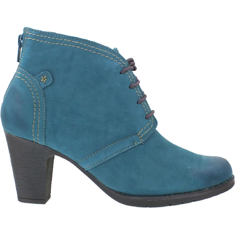 Women's Rockport Cobb Hill Keara Heeled Bootie Teal Nubuck