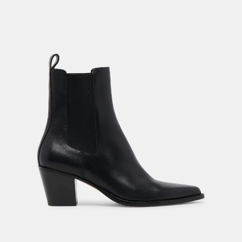 SHADIE H2O WIDE BOOTIES BLACK LEATHER