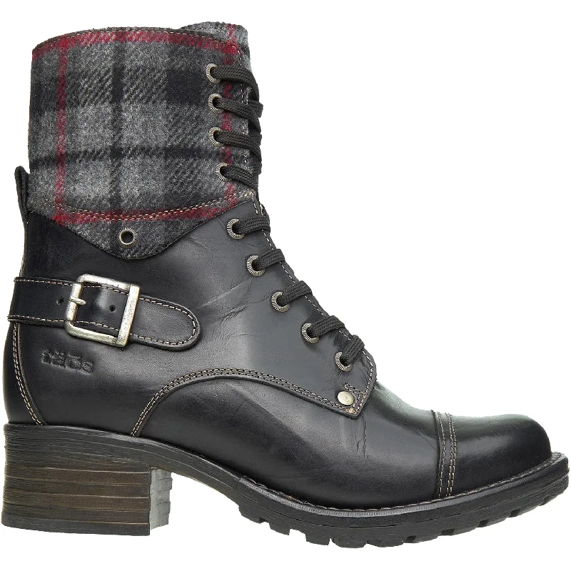 Women's Taos Crave Black Plaid Leather/Fabric