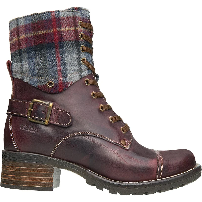 Women's Taos Crave Bordeaux Plaid Leather/Fabric